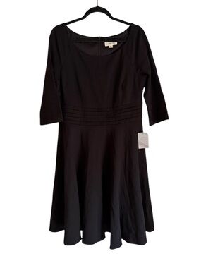 Harper Rose Black Scoop-Neck Fit & Flare Dress with Pintuck Waist